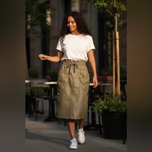 Vintage Lambskin Pencil Skirt w/ Paperbag Waist